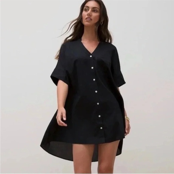 NEW Soma size XXL Black Oversized Button Up Swim Coverup - Picture 1 of 10